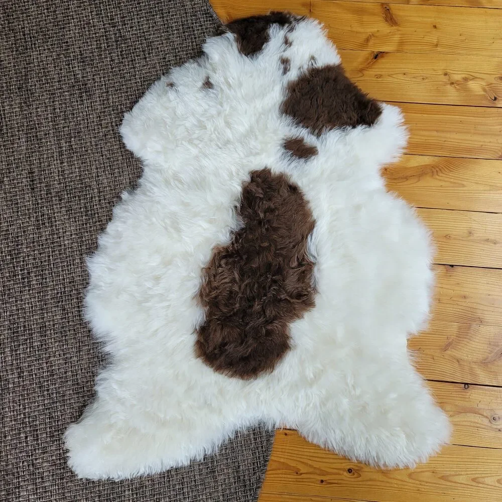 Genuine Icelandic Lambskin Rug Supple Flexible Brown Spots Pelt Throw 42